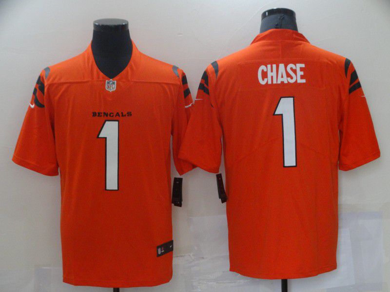 Men Cincinnati Bengals #1 Chase Orange Nike Vapor Untouchable Limited 2021 NFL Jersey->women mlb jersey->Women Jersey